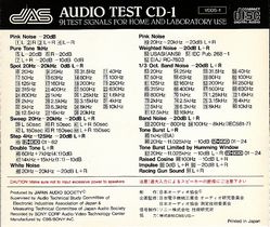 Audio Test CD-1 91 Test Signals For Home And Laboratry Use - Back